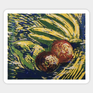 "Still Life" a reduction Linocut print, by Geoff Hargraves Sticker